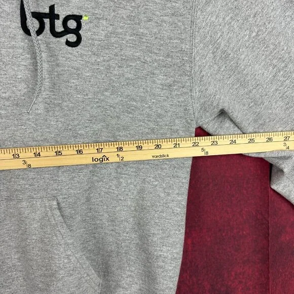 CHAMPION UNISEX GREY ZIP-UP HOODIE WITH BTG LOGO, 2 POCKETS, FLEECE INTERIOR, L - Picture 5 of 10